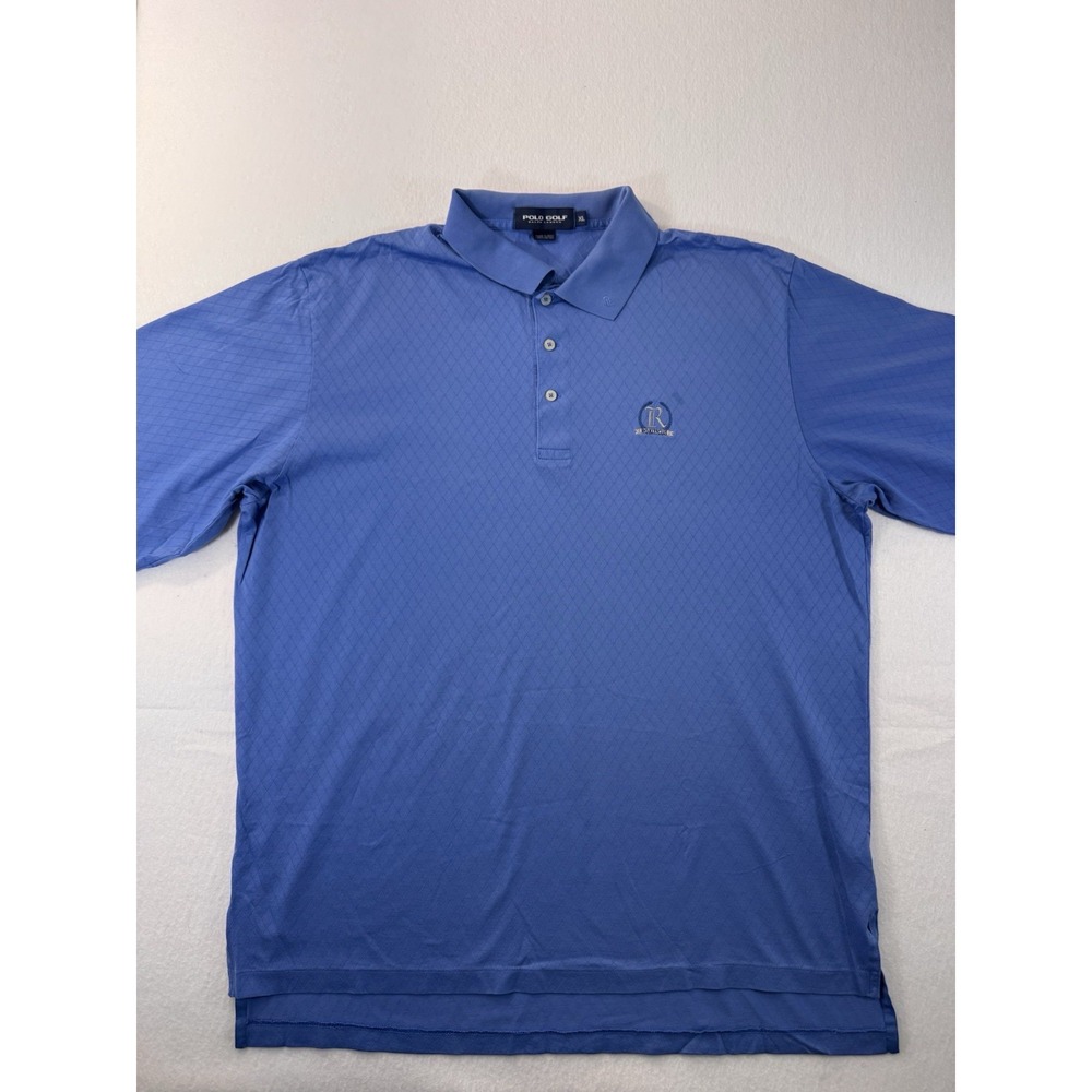 Vintage Polo Golf Ralph Lauren Mens XL Blue Argyle Roxiticus Golf Cotton Preppy